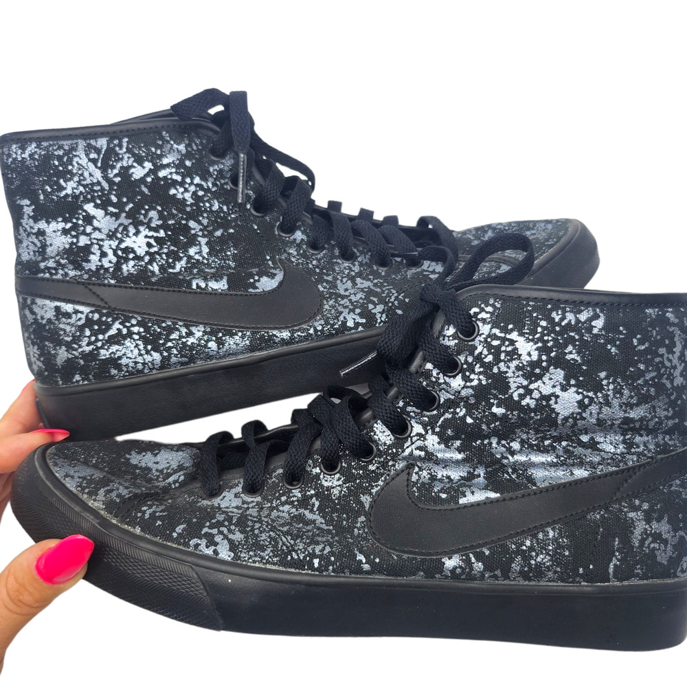 Nike High Tops Womens 10 RARE Court Mid Black Metallic Silver Purple Sneakers - Picture 6 of 12